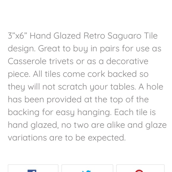 Hand Glazed Retro Saguaro Tile Made in Tucson Arizona by Carly Quinn Designs - Picture 5 of 10